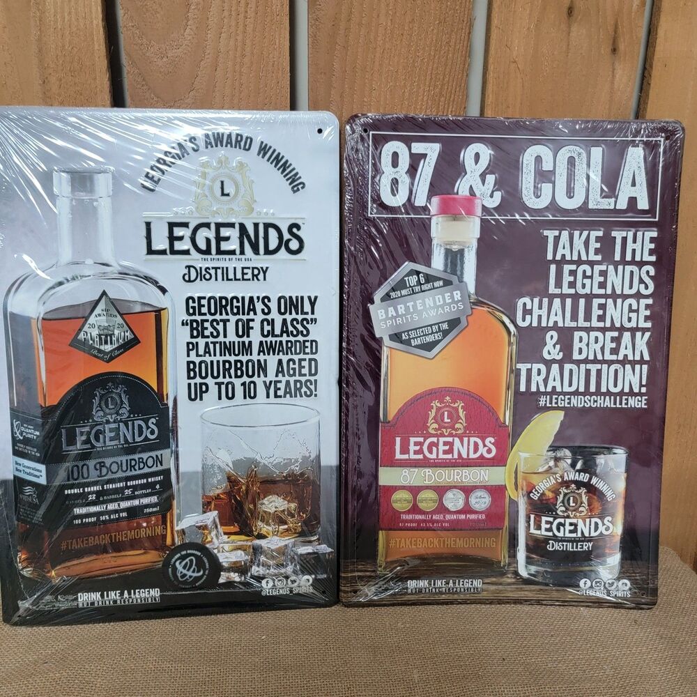 Metal Signs Legends Distillery Georgia 18"x12" Lot 2 New